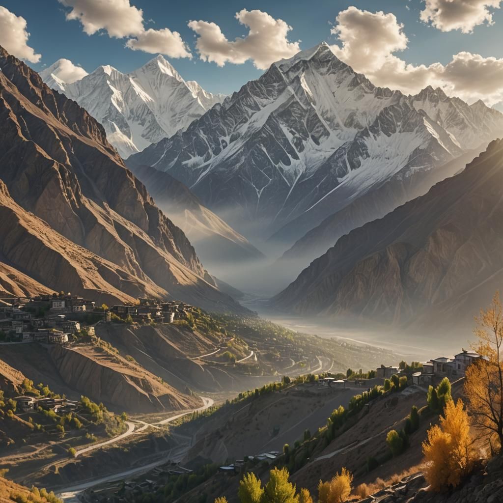 Serene Hunza Mountains Landscape Photography in 8k