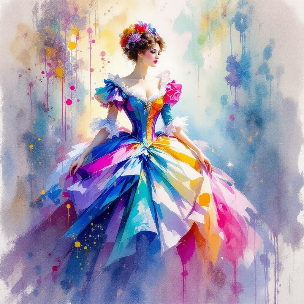 Victorian Lady in Vivid Watercolor