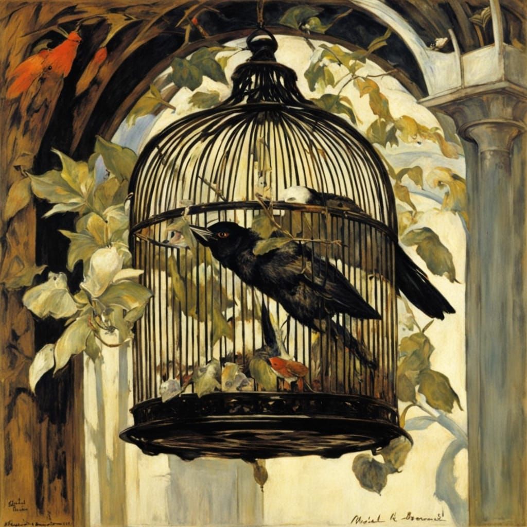 Gothic Birdcage: A Dark Artistic Vision
