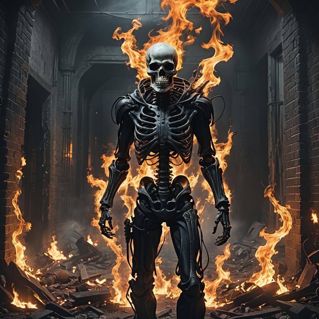 Demonic Figure Emerging from Hellscape