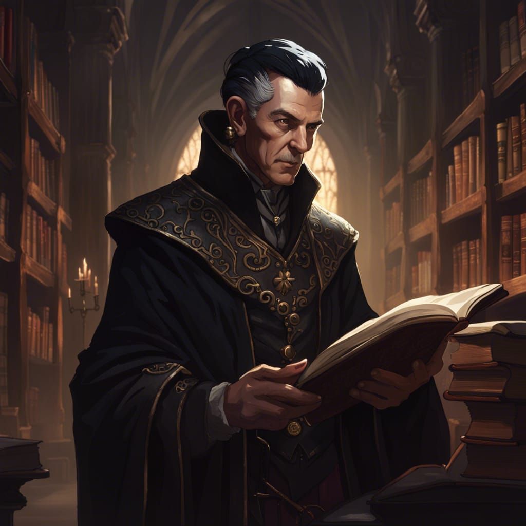 Elder Necromancer in Ancient Library: Vox Machina Style