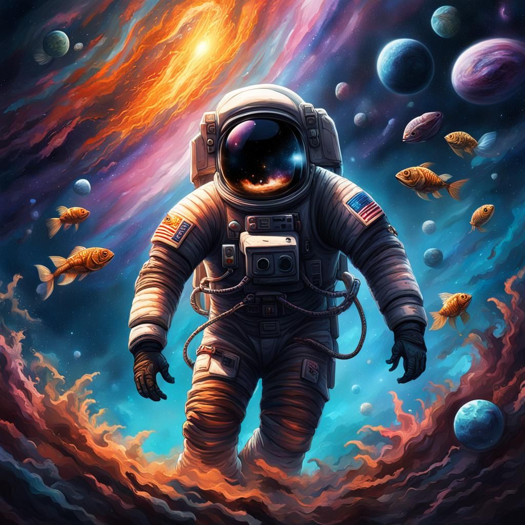 Astronaut's Galaxy Fish Tank: Divine Being's Game