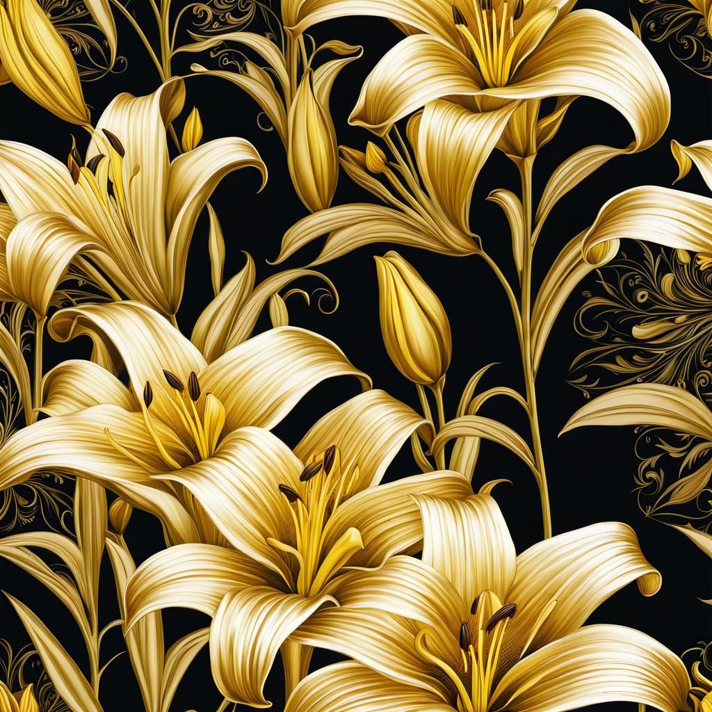 Radiant Gold Lilies in Exquisite Detail