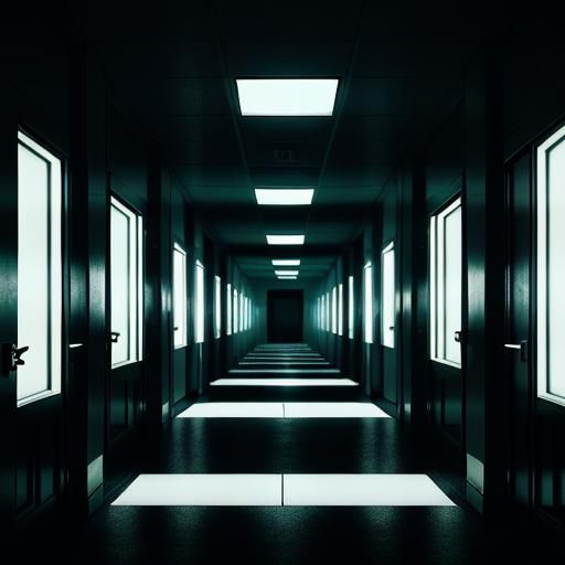 Surreal Dystopian Corridor Inspired by David Lynch