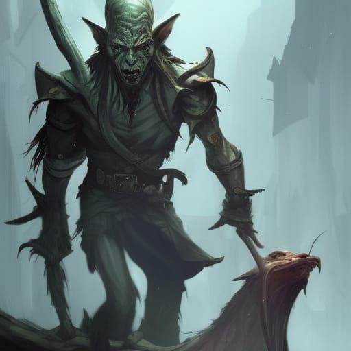 Elf Rogue and Goblin Friend: Dark Fantasy Art