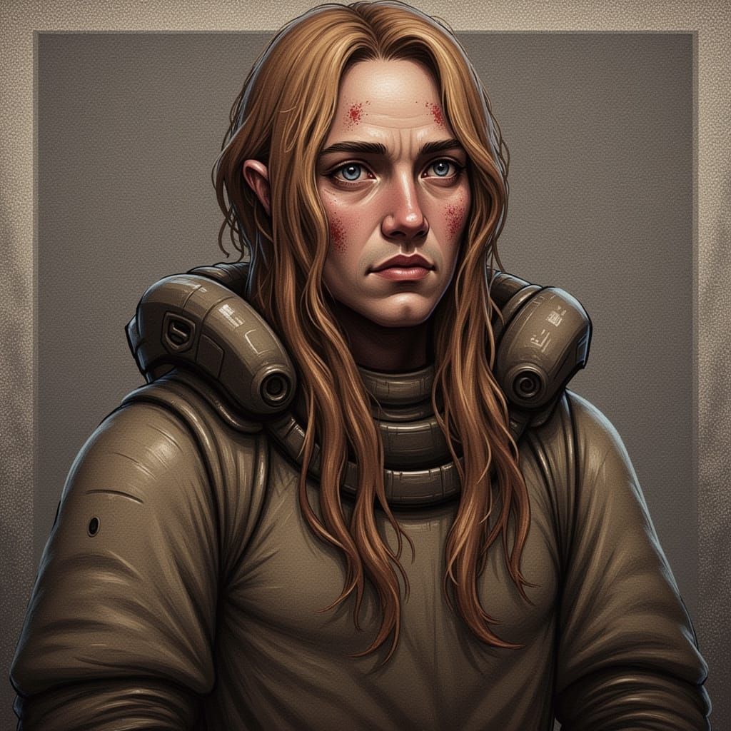 Sepia Ink Punk Abstraction in Dark Water Style