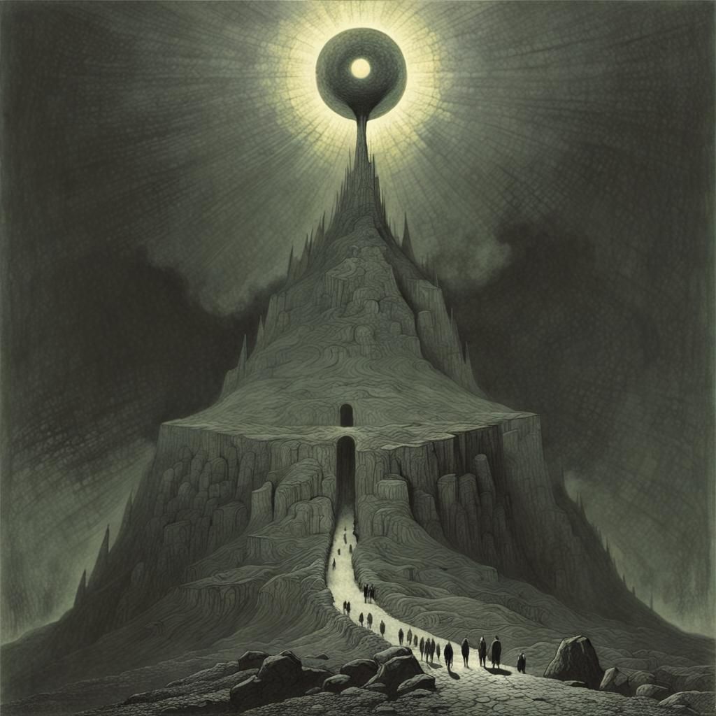 Cursed Mountain: Horror Art in Beksiński Style