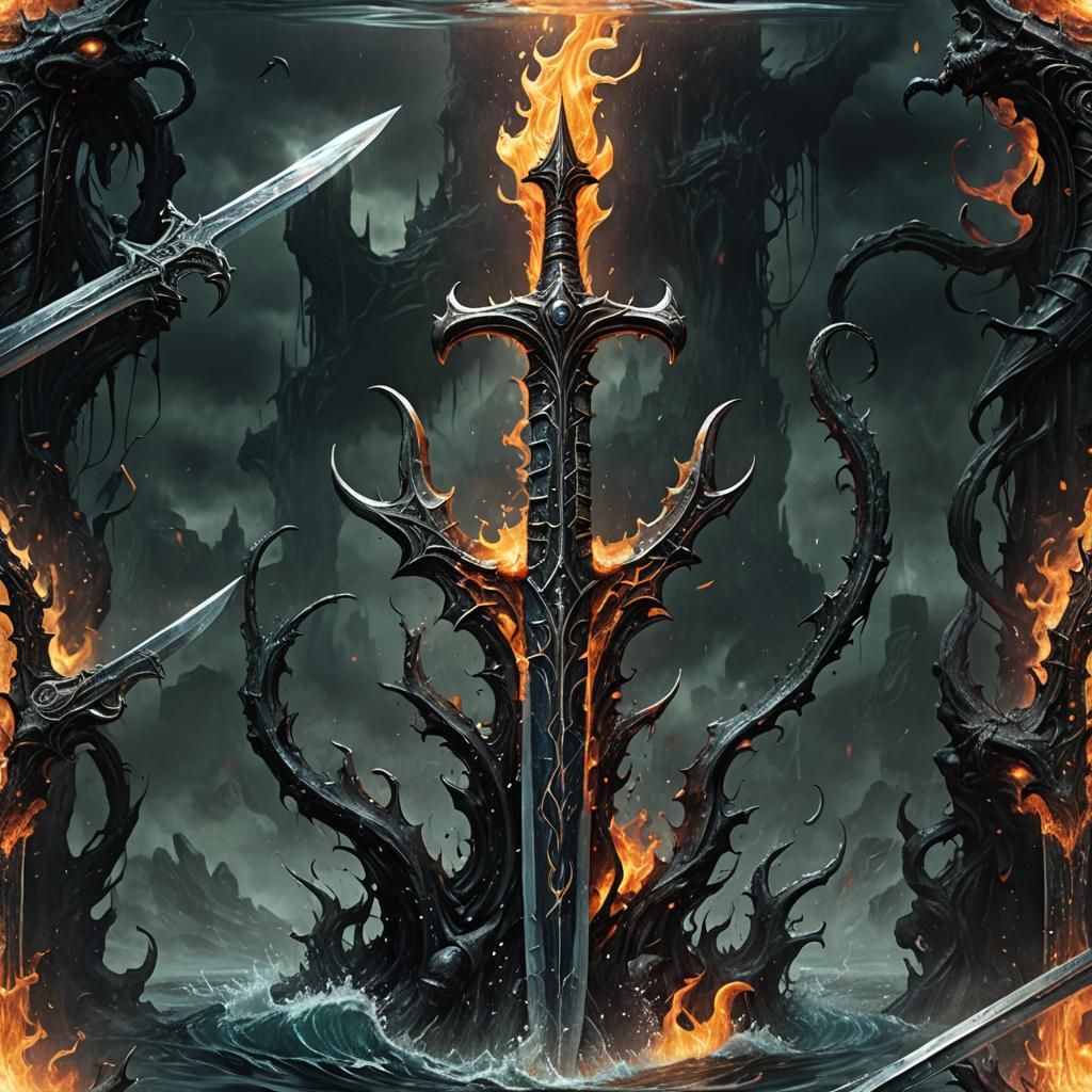 Chaos Sword Logo in Dark Fantasy Style