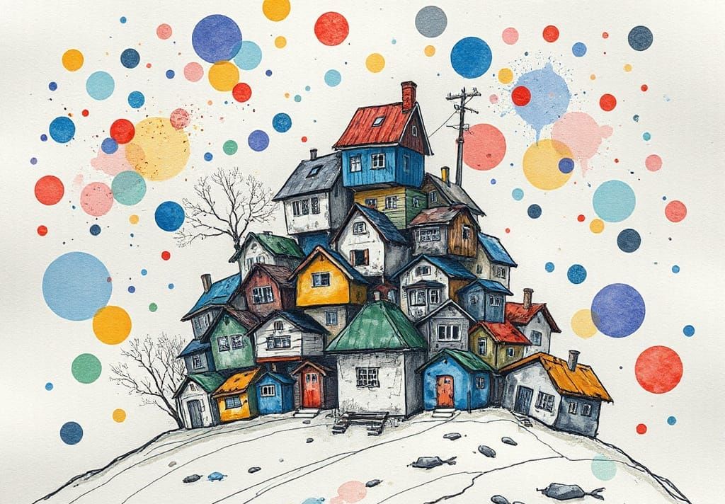 Abstract Pastel Cityscape in Studio Ghibli Style