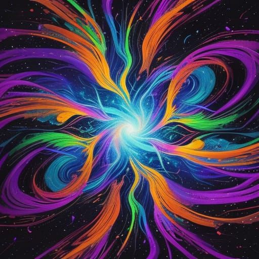 Cosmic Entity Descends in Vibrant Abstract Expressionism