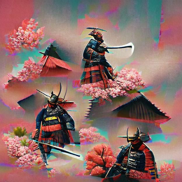 Stoic Samurai Warrior in Simple Illustration