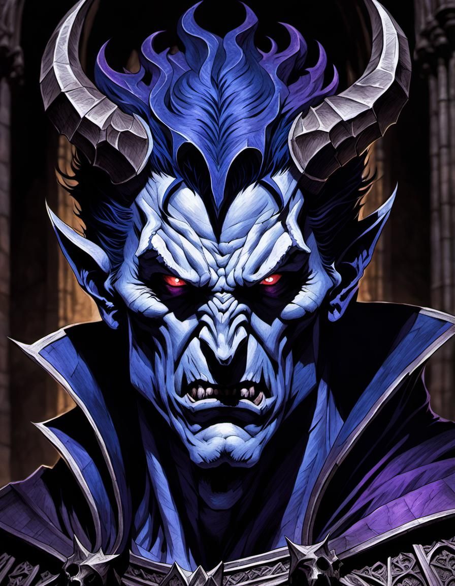 Horror+shin hangar:"Satan as a (enraged:1.3) young man." cel-shaded gothic dark novel, pencil sketched. By Jim Lee,Todd ...