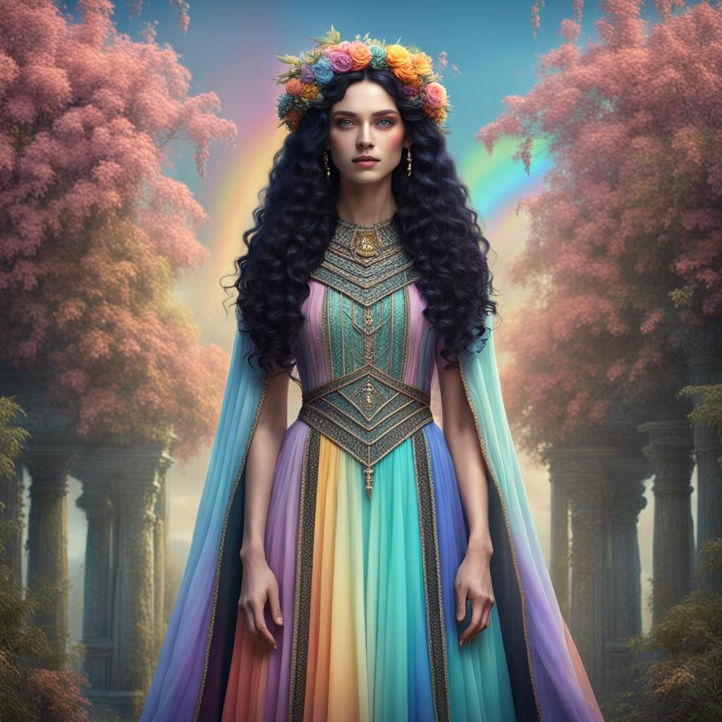 Spring Witch in Pastel Rainbow Colors