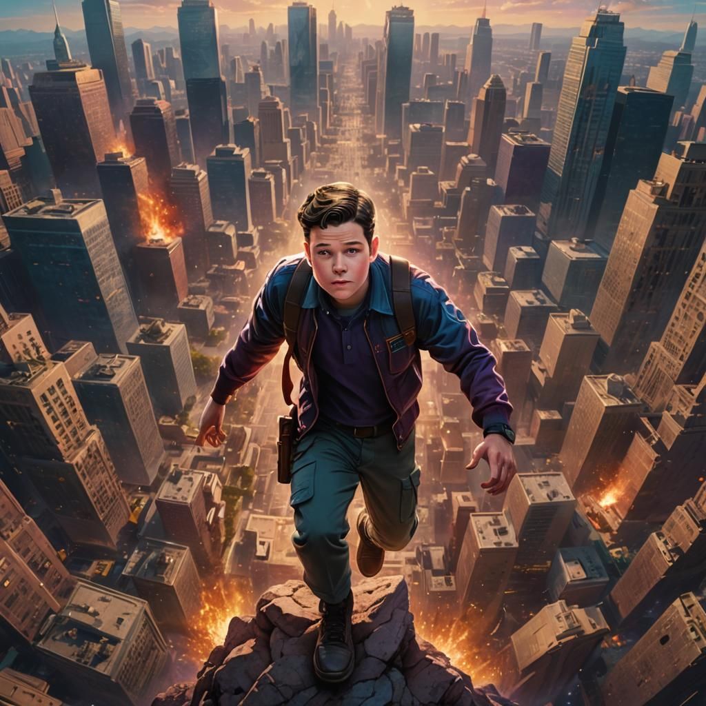 Hyperrealistic Young Boy with Mischievous Expression