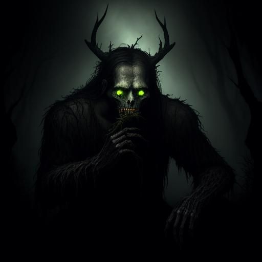 Wendigo Feasting in Dark Fantasy Forest