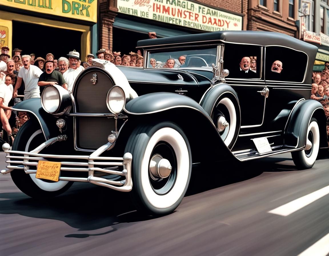 Grandpa Munster Races Rat Fink in Pop Art Style