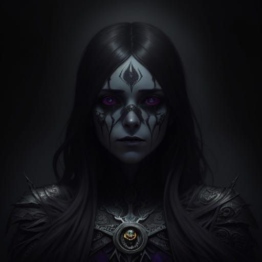 Dark Fantasy Goddess with Breathtaking Beauty and Malevolent...