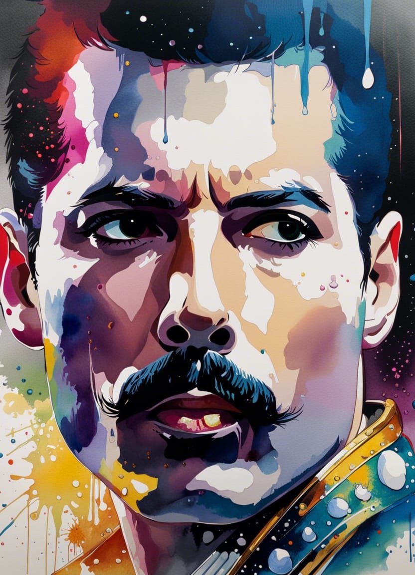 Watercolor Portrait of Freddie Mercury