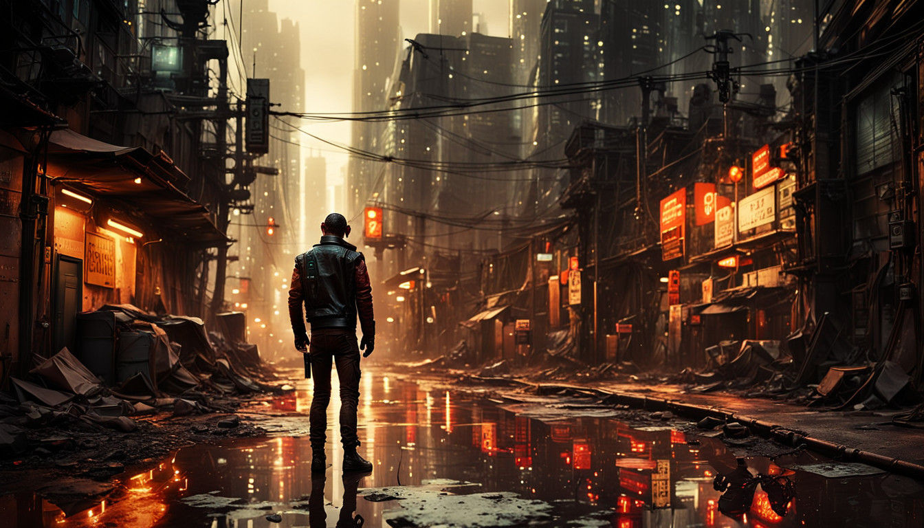 Cyberpunk Human in Moody Earth-Toned Digital Art