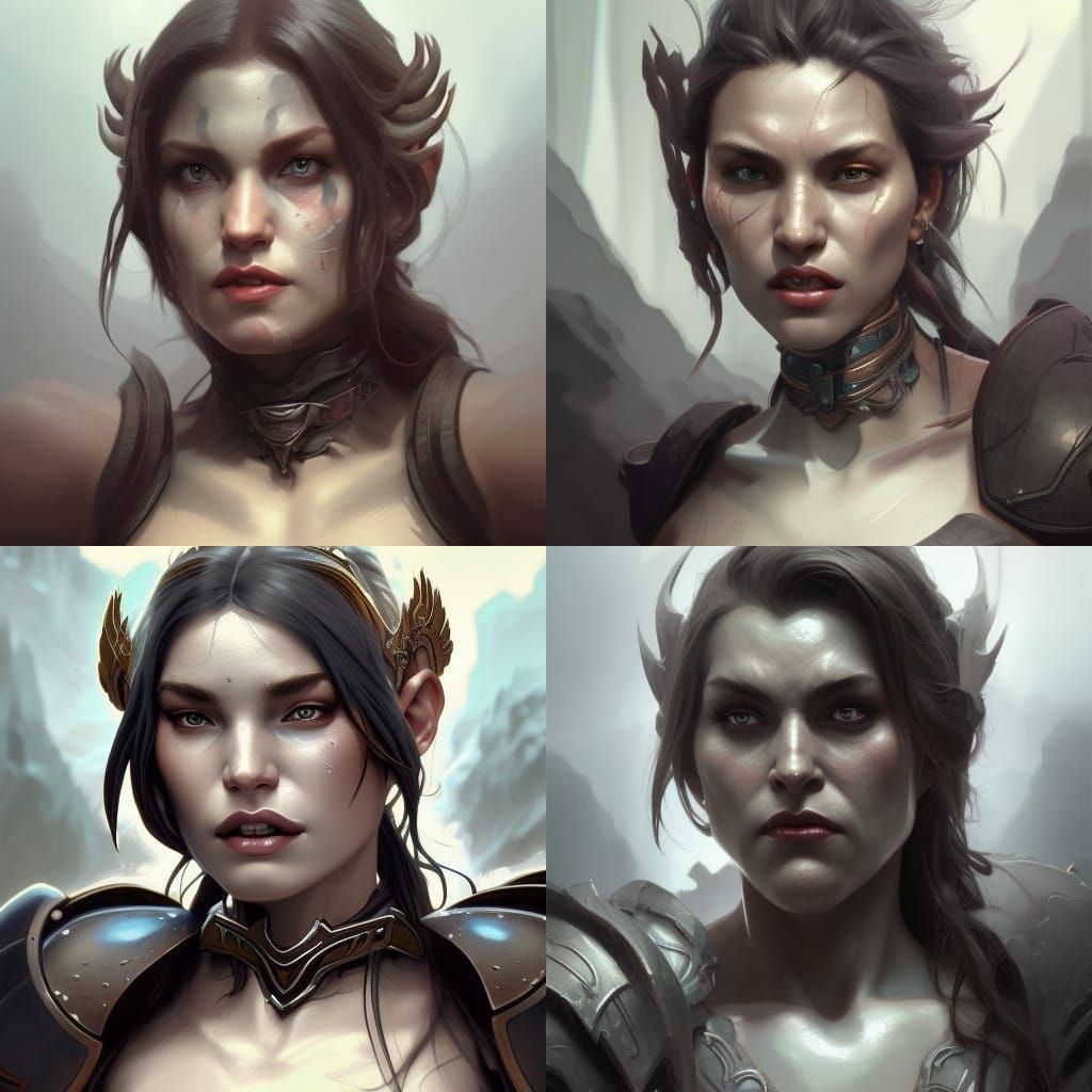 Detailed Portrait of a Gray Orc Woman