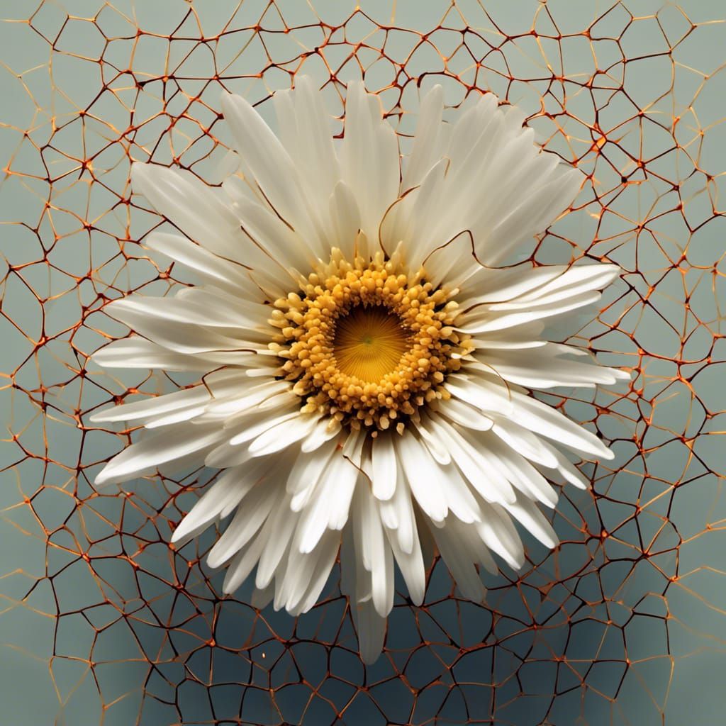 Decaying Daisy with Geometrical Grid Overlay