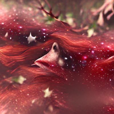 Red-Haired Witch in Starry Forest: Matte Art