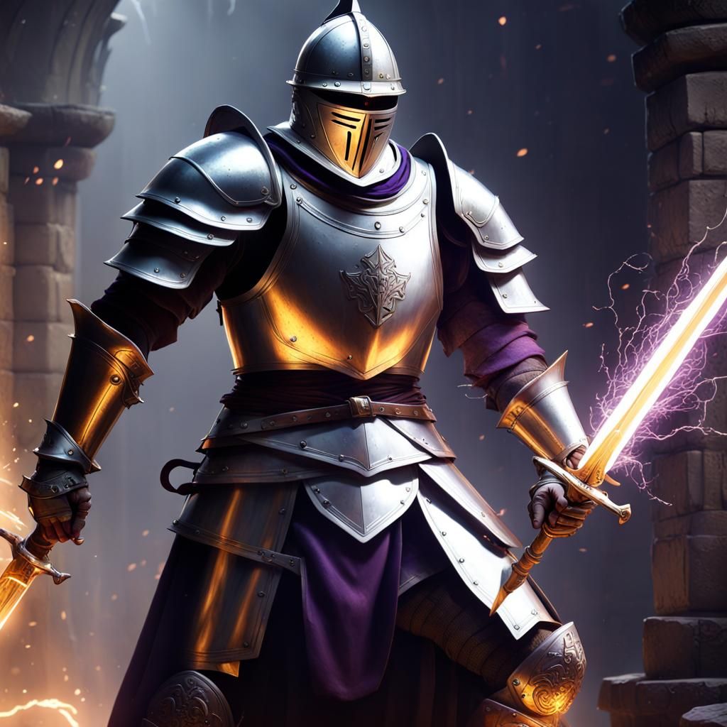 Medieval Knight Ready to Strike