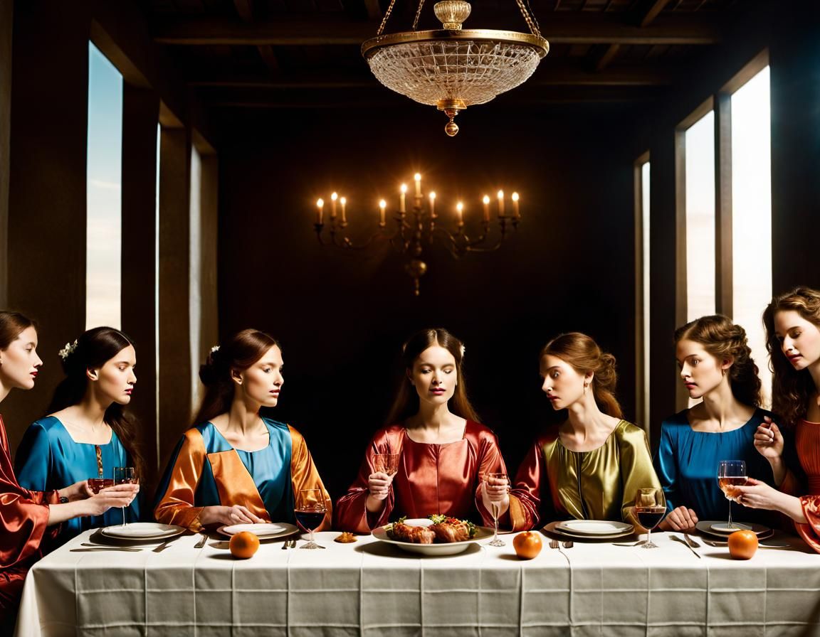 All-Female Last Supper in Da Vinci Style