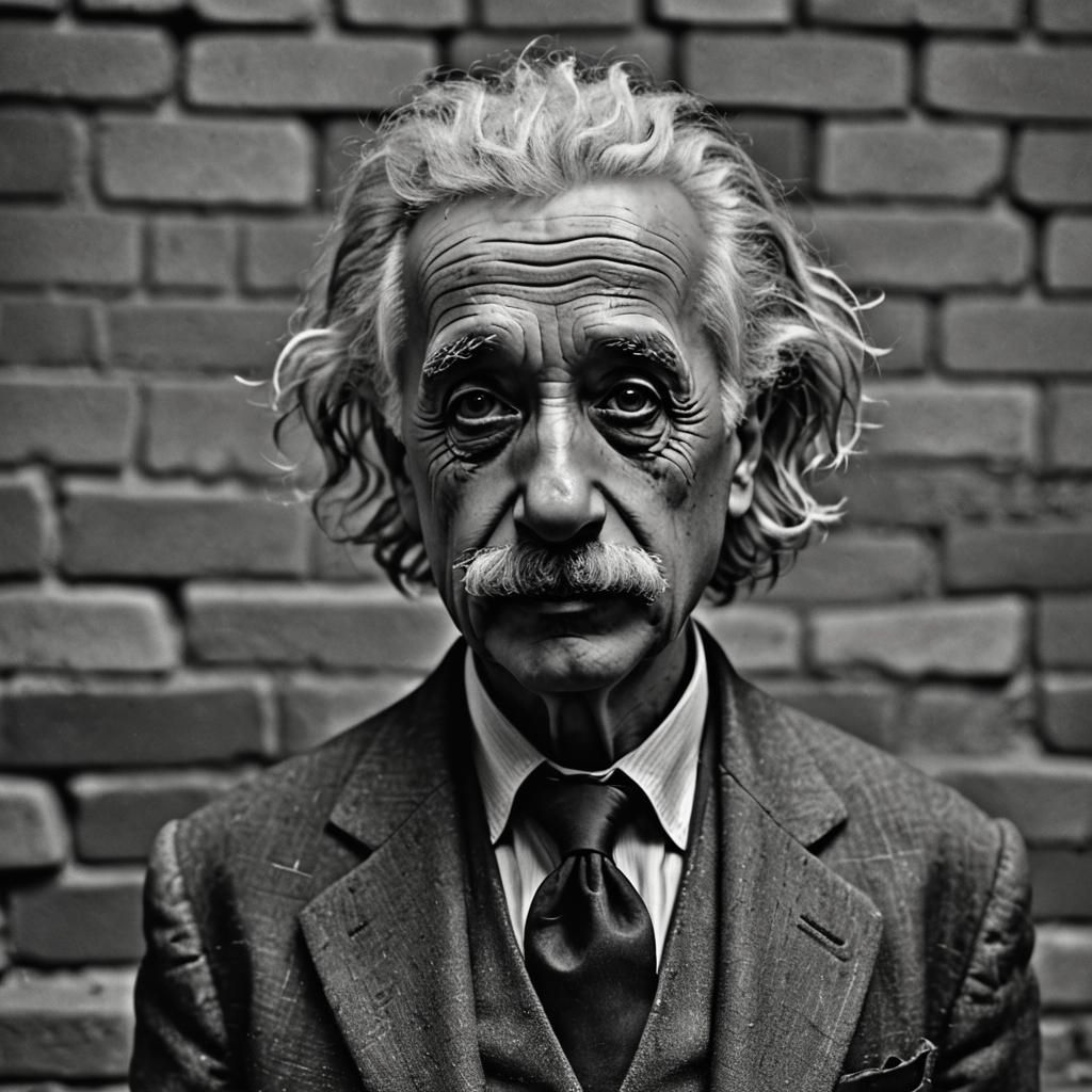 Einstein Villainous Portrait in Dark Alley, 8k