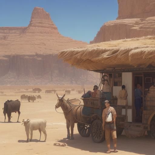 Desert Family Journey: Studio Ghibli Anime Visual