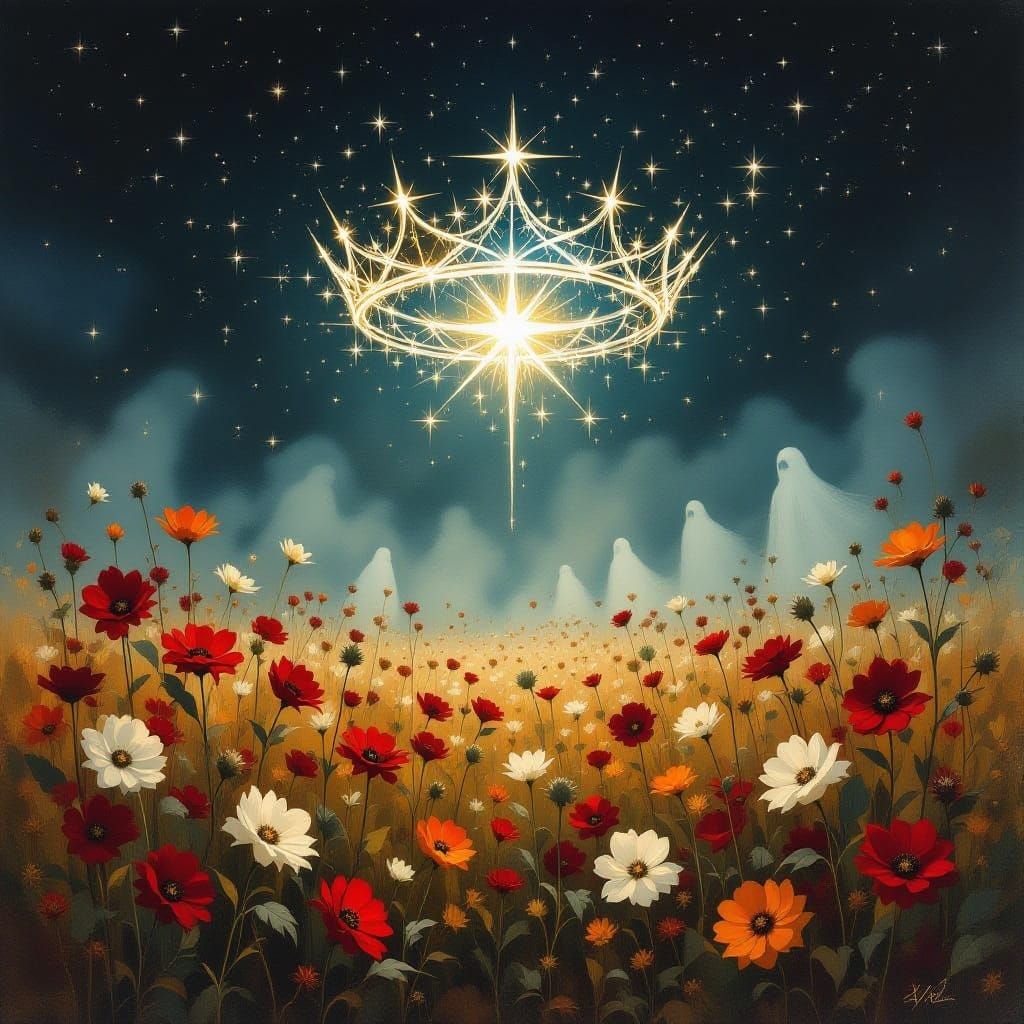 Spectral Crown Above Melancholy Autumnal Field