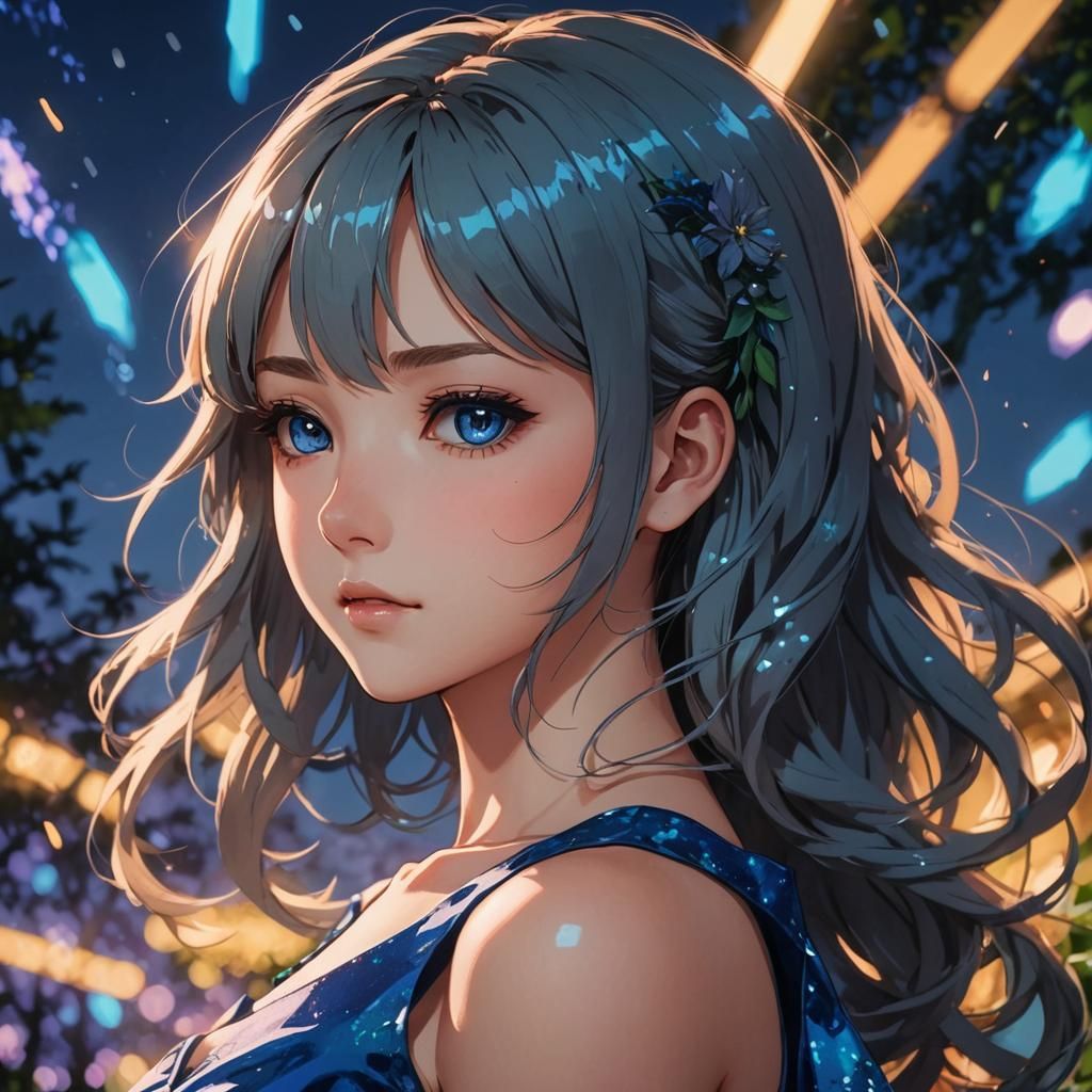 Anime Girl in Garden, Studio Trigger Style