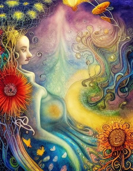 Magical Fairytale Scene in Watercolor Art Style