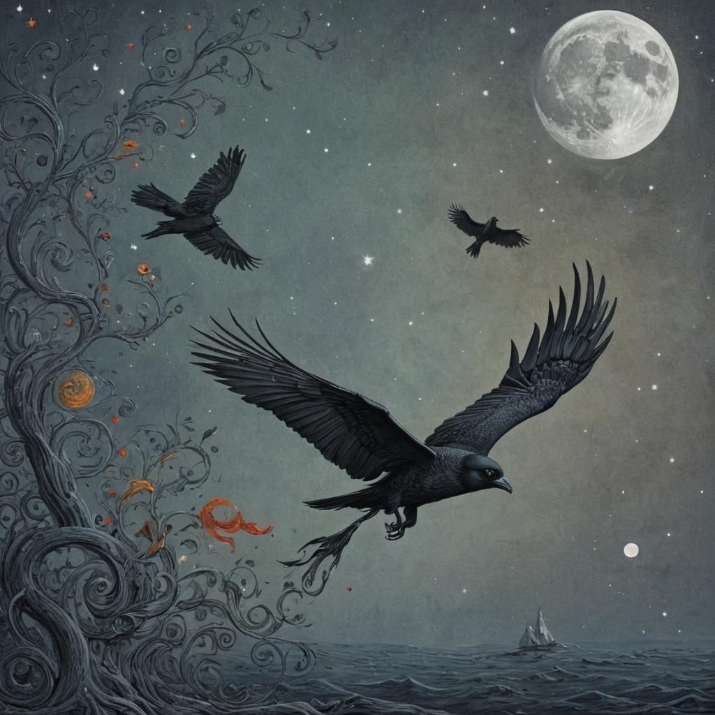 Epic Lunar Voyage Inspired by Edgar Allan Poe