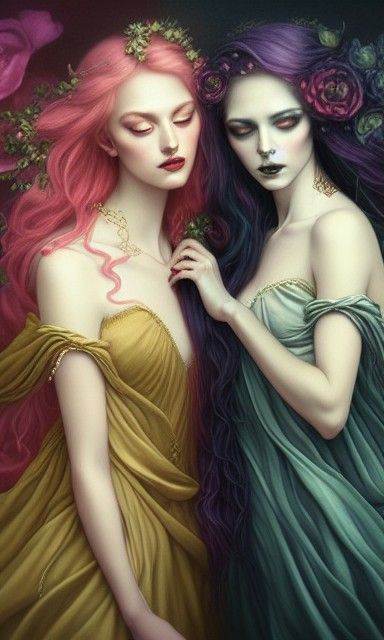 Romantic Goddesses in Rococo Dresses: Ethereal Portrait