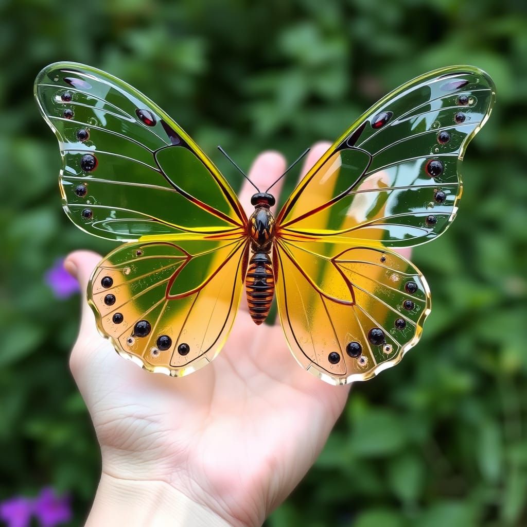 Glass Butterfly Wings in Art Nouveau Style