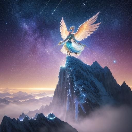 Whimsical Magical Girl in Sparkling Starlight