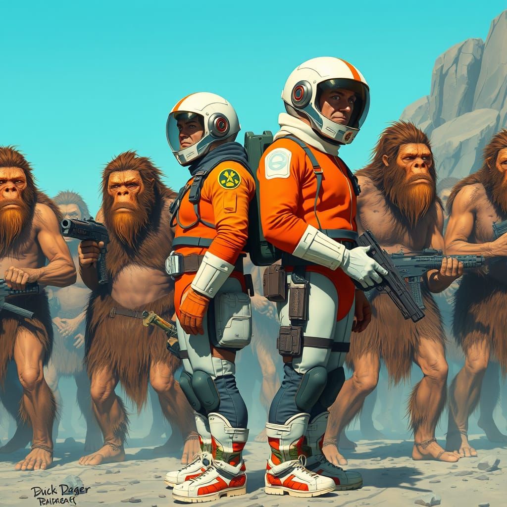 Buck Rogers Versus Neanderthals: Retro Sci-Fi Art