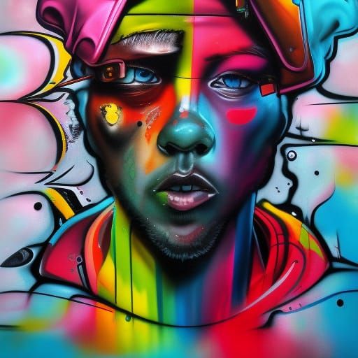 Colorful Graffiti Art of a Handsome Stranger