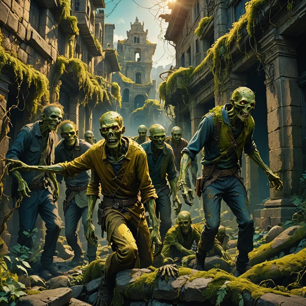 Zombies in Ancient City Matte Painting