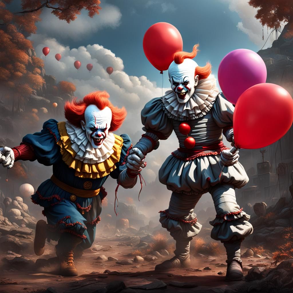 Clown and Actor Battle with Balloons