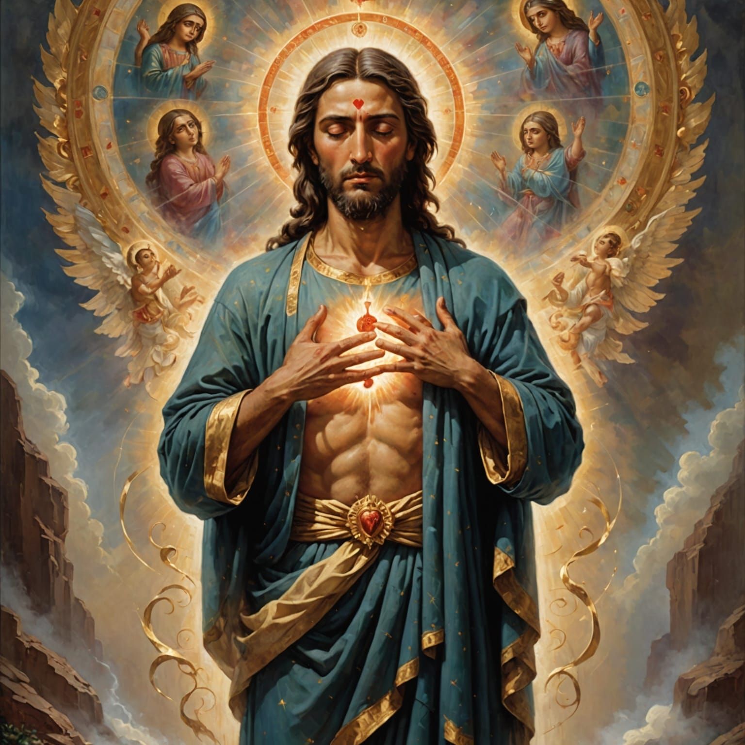 Divine Surrender in Ethereal Glow