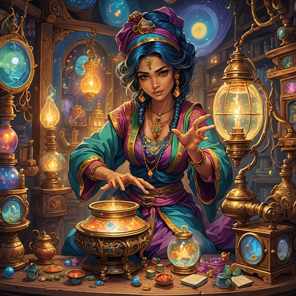 Geane the Genie in Her Magic Lantern