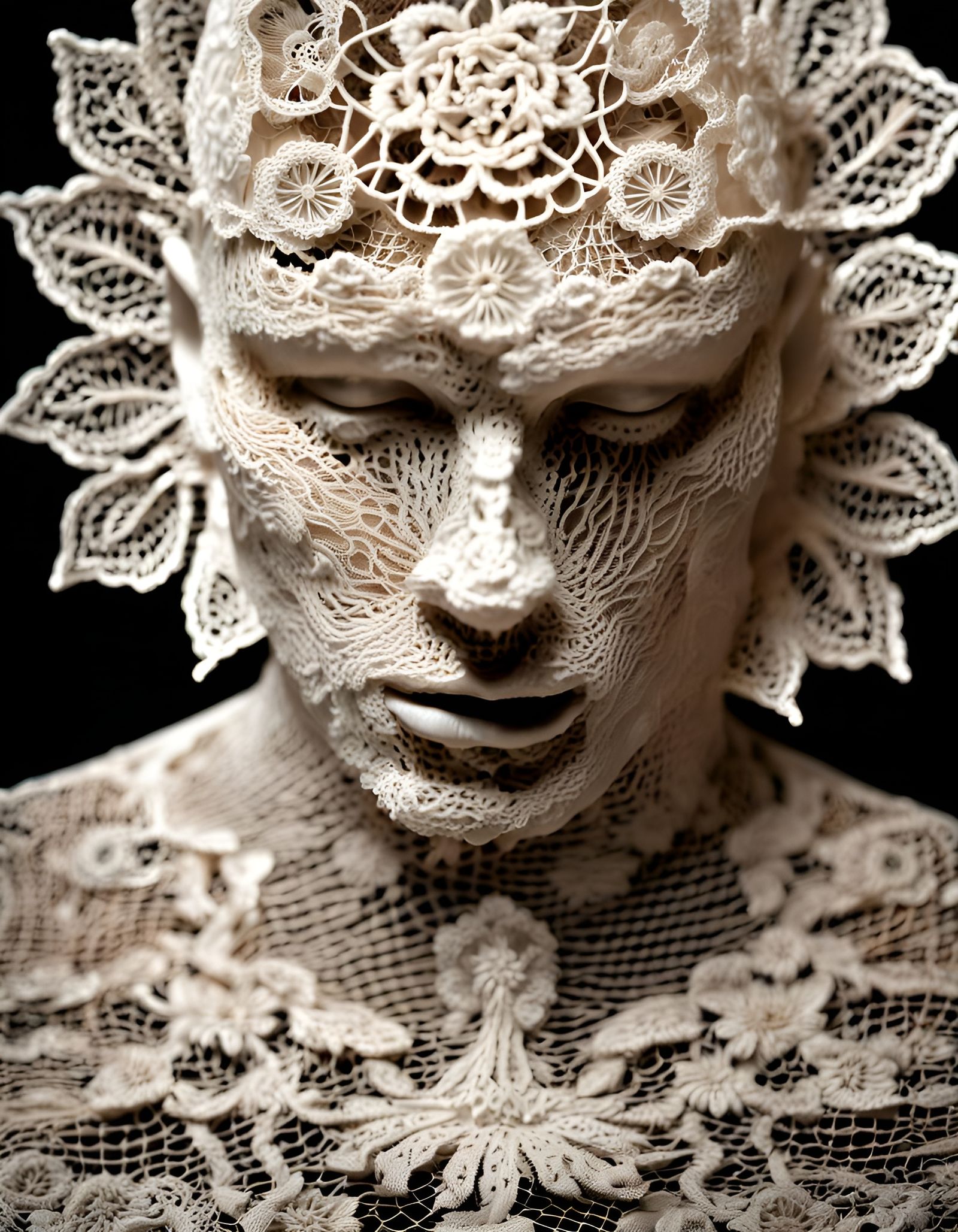 Exploding Lace Male Figure in Antique Style