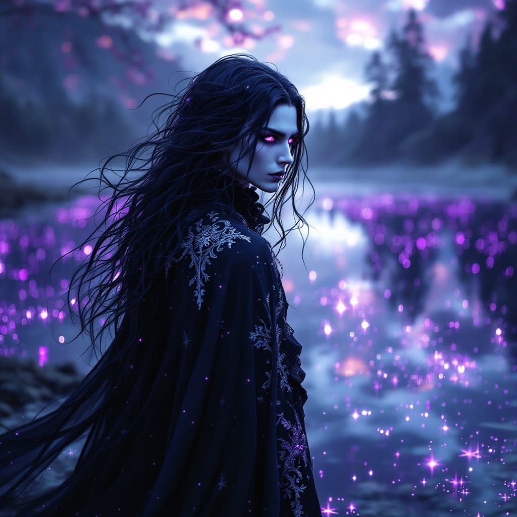 Ethereal Figure Basks in Surreal Lake Glow