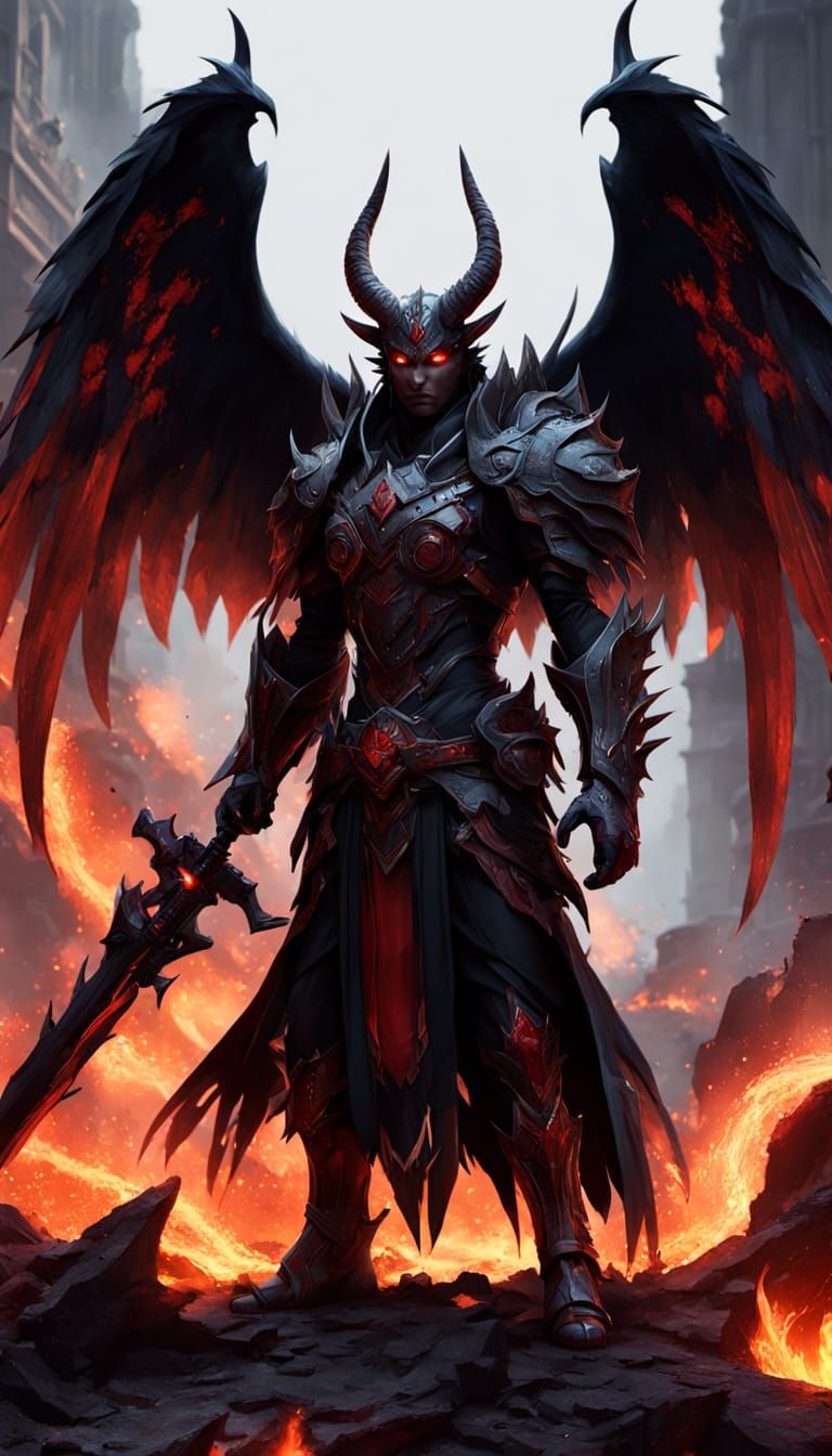 Demonic Duo in Volcanic Ruins: Anime Illustration