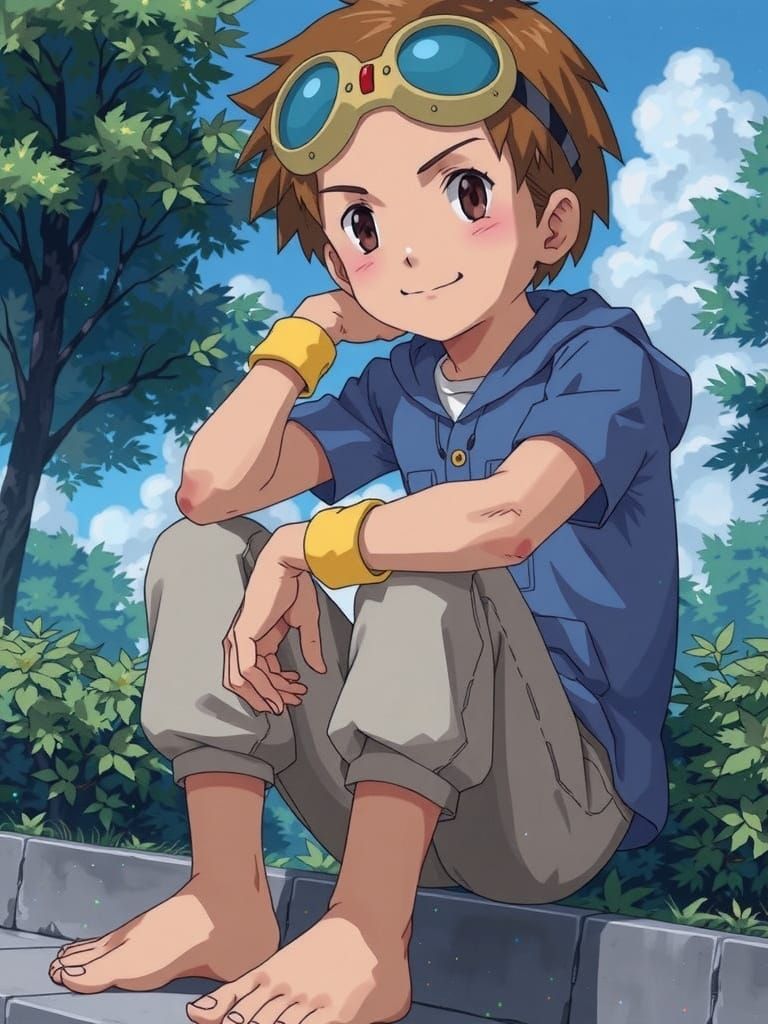 Dynamic Anime Character with Bold Colors and Details