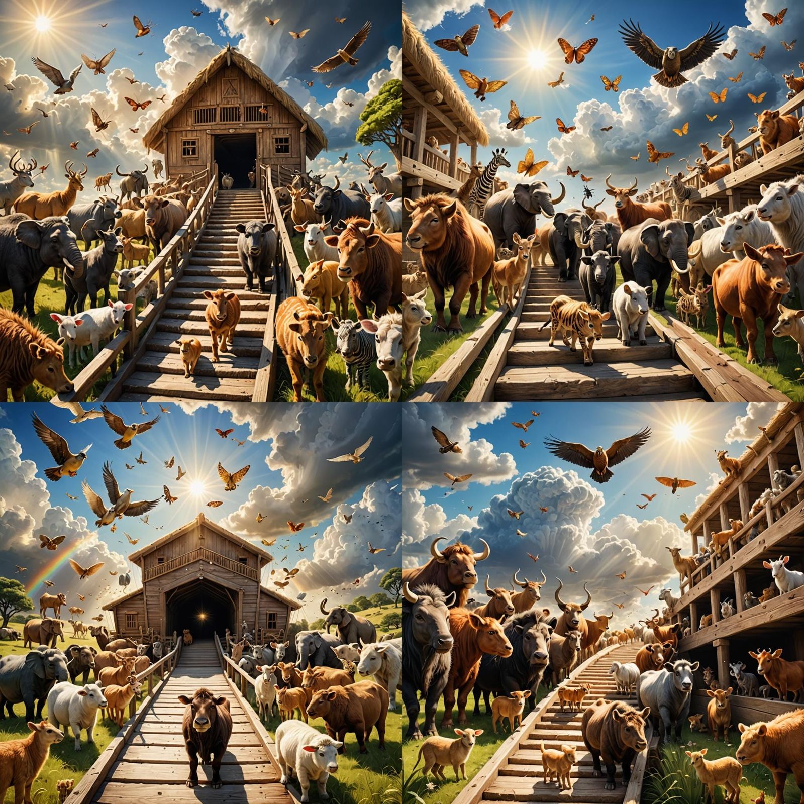 Noah's Ark: Animals Ascending Under Divine Light