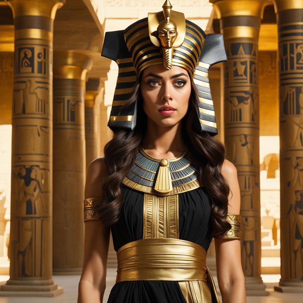 Aubrey Plaza as Egyptian Priestess in Alexandria Temple