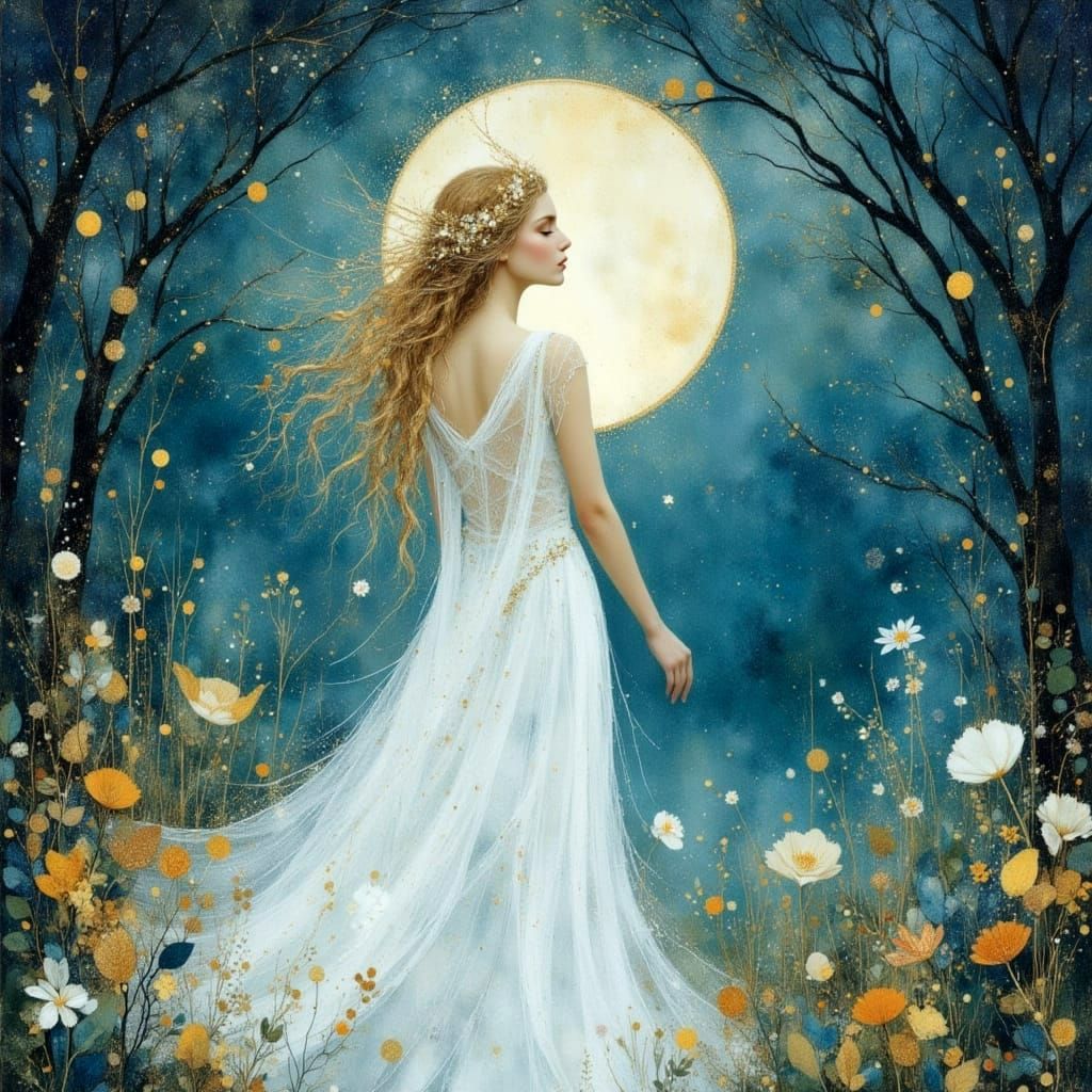 Ethereal Bride in Divine Oil Sketch Style